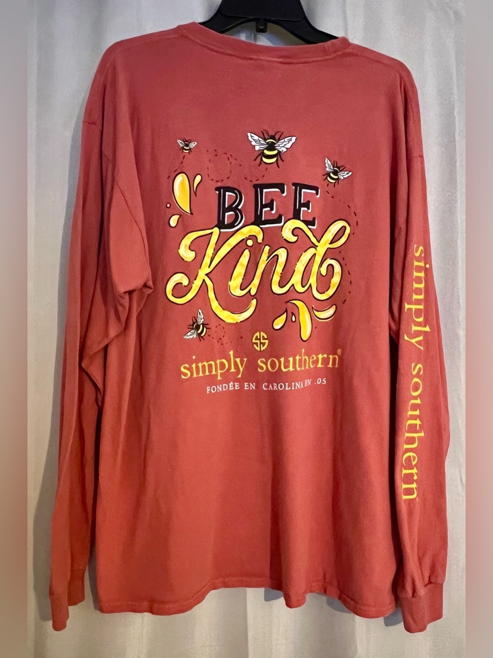 Simply Southern Long Sleeve Tee in Rust with Yellow Bee Graphic